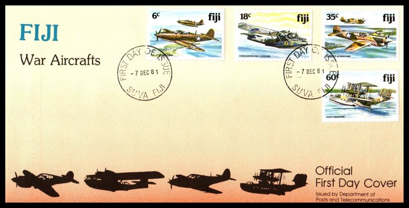 Fiji 454-457 Airplanes U/A FDC
