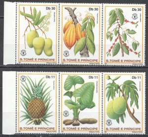 Wb336 1981 Sao Tome & Principe Flora Fruits World'S Food Day Set Mnh