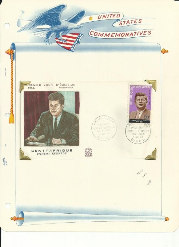 Central Africa Collection, John F. Kennedy, #C24, C24a, Sheet, Stamp, FDC