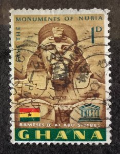 Ghana 1963 Scott 151 used - 1p, Unesco campaign to save Ramses II at Abu Simbel