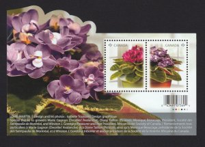 AFRICAN VIOLETS = Souvenir Sheet of 2 Canada 2010 #2376 MNH