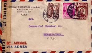 Peru, Airmail, Censored