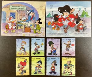 St Vincent 2 Disney Stamp World London 1990 s/s plus 8 singles