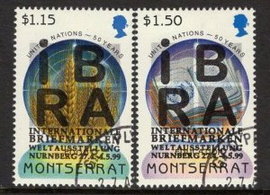 MONTSERRAT SG1130/1 1999 IBRA 99 INTERNATIONAL STAMP EXHIBTON FINE USED