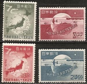 Japan  474-77, Mint OG 1949 UPU 75th Anniversary