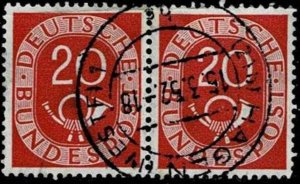 Germany 1951,Sc.#677 used pair, Digits with Posthorn