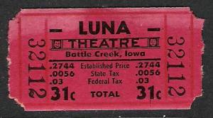 Luna Theater - Battle Creek IA - Paid Iowa State Tax of .005