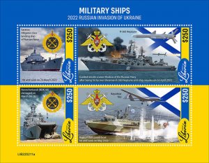 LIBERIA  2022 MILITARY SHIPS-RUSSIAN INVASION OF UKRAINE SHEET  MINT NH