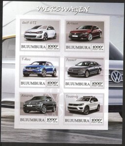 BURUNDI / BUJUMBURA 2018 Cars VOLKSWAGEN Sheet Imperf. MNH Cinderella