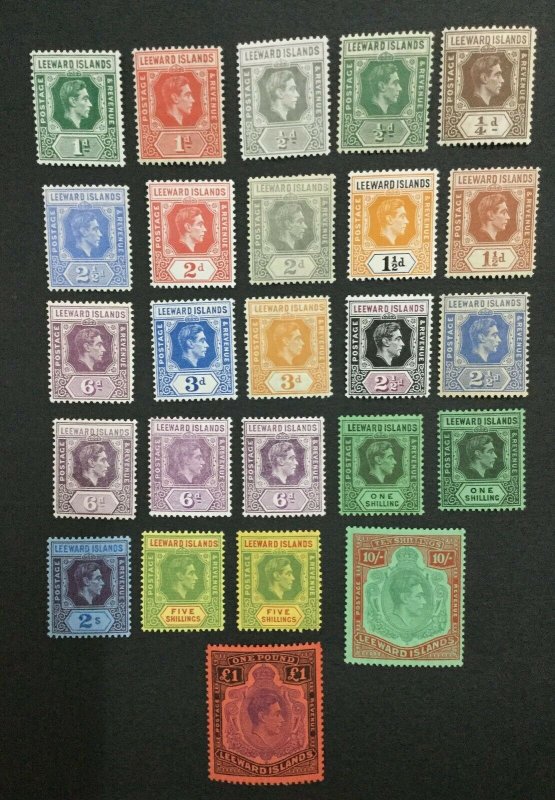 MOMEN: LEEWARD ISLANDS SG # 1938-51 MINT OG 21NH/4H LOT #198624-6206