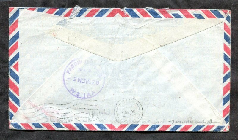 p977 - Canada Toronto 1979 Airmail Cover to England. RETURNED Instructional Mark