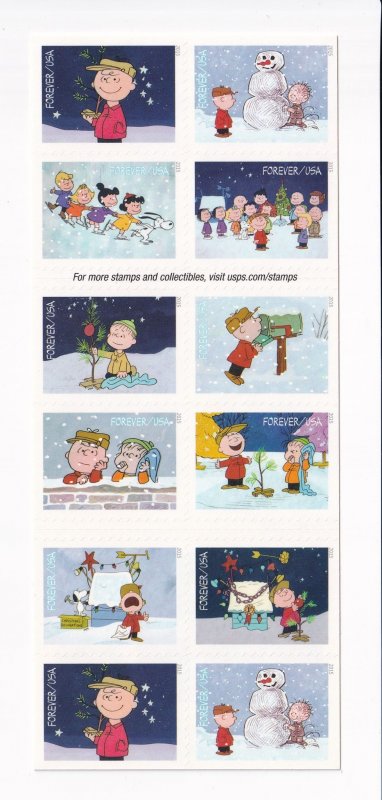 U.S. Sc #5021-30, A Charlie Brown Christmas Forever Stamps, Booklet of
