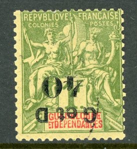 Guadeloupe 1900 French Colony 40¢/1 Franc Carmine SG #56d Inverted Mint D985