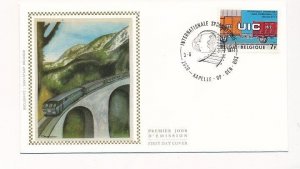 D86816 Trains Locomotives Intl. Railroad Union FDC Silk Cachet Belgium Kapelle