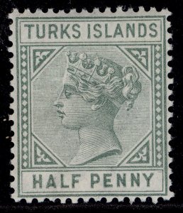 TURKS & CAICOS ISLANDS QV SG70, ½d dull green, M MINT.