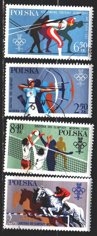 Poland. 1980. 2874-77. Moscow, summer olympic games, horse. USED.