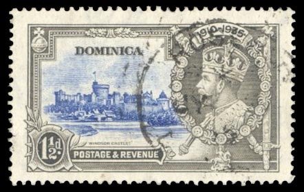 Dominica #92var (SG 93f) Cat£130, 1935 2 1/2p Silver Jubilee, Diagonal Line ...