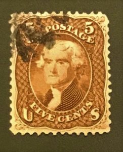 1862 Sc. 75 Red Brown VF used, face free cancel