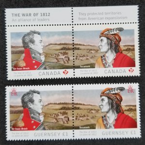 Canada Guernsey Joint Issue Bicentenary Of The War 1812 2012 (stamp pair) MNH