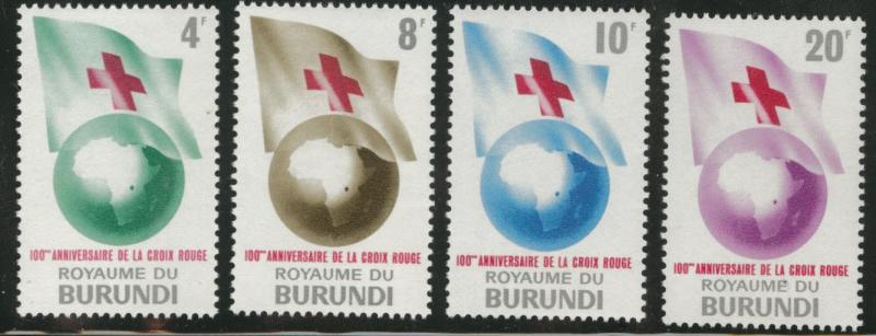 Burundi Scott 53-6 MNH** Red Cross Centennial set 1963