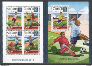 2014 Solomon Islands Football Brazil Sport #2582-86 1+1 ** Ls276