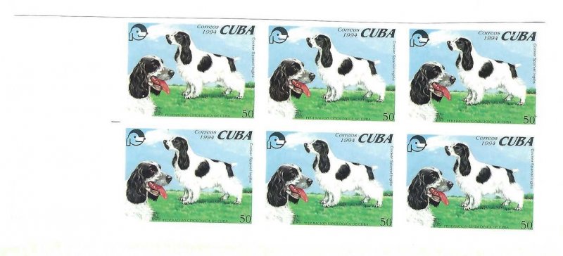 CUBA 3597 MNH PROOF IMPERF BLOCK OF 6 DOG [D5]