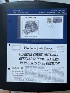 NY times Philatelic history of US panel: Supreme court bans prayer in schools