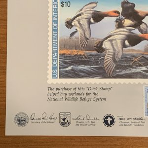 RW-54 1987 USFWS Duck Stamp Appreciation Card Redheads *Artist Signed*