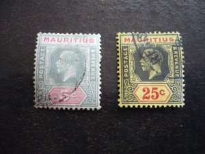 Stamps - Mauritius - Scott# 152,154 - Used Part Set of 2 Stamps