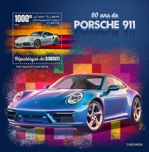 DJIBUTI - 2023 - Porsche 911 - Perf Souv Sheet - Mint Never Hinged