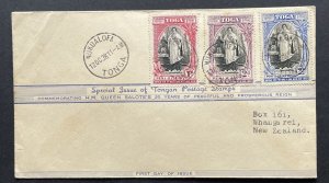 TONGA GVI SG71-73, 1938 Queen Salotes Accession set on FDC, VFU. Cat £52+