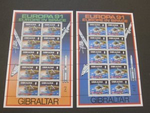 Gibraltar 1919 Sc 585-86 space sheet(10) set MNH