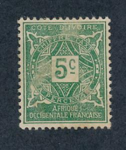        Ivory Coast 1914  Scott J9 MH - 5c, Numeral