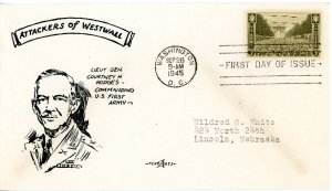1945 US World War II Patriotic Cover Attackers of Westwall - Lieut Gen Hodges