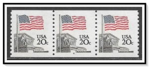 US #1895a Flag Over Supreme Court Strip Pl #6 MNH