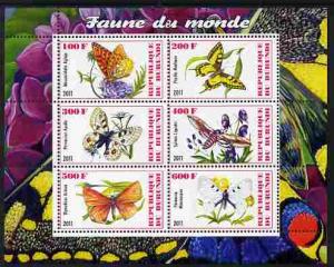 Burundi 2011 Fauna of the World - Butterflies #2 perf she...