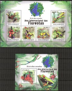 Mozambique 2011 Frogs (1) Sheet + S/S MNH