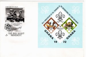 Ghana 1973 Sc 489 (465 overprint) souvenir sheet FDC