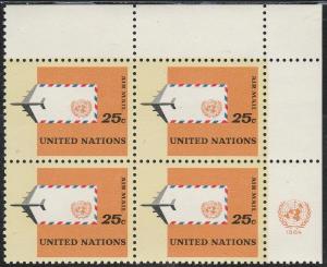 UN New York #C12 Inscription Block mnh f-vf.