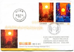 TAIWAN 2020 CITY SUNSETS Postage Stamps in official FDC