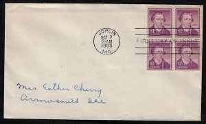 US. Sc 1052. FDC.Block of 4.  No cachet. Addressed, (g1052fdc-102)