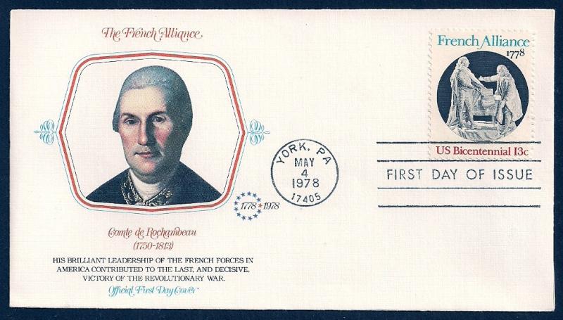 UNITED STATES FDC 13¢ French Alliance 1978 Fleetwood