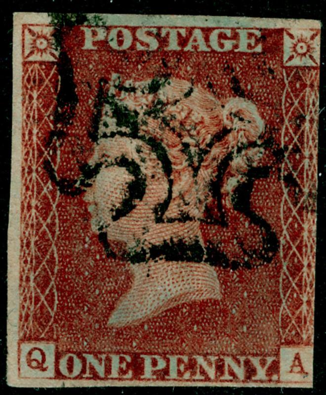 SG10, 1d deep red-brown PLATE 14, USED. Cat £110+ BLACK MX. QA