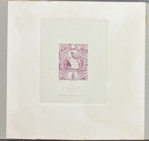 O) 1895 GUATEMALA. PROOF, AMERICAN BANK NOTE, NATIONAL EMBLEM SCT 47 6c lilac, X
