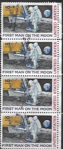 US #C76 Strip of 4, used - First Man on the Moon