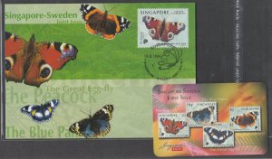 Singapore 1999 Peacock Butterfly on Card SG#999