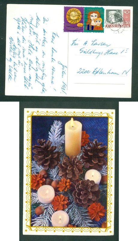 Denmark. Christmas Card 1981. 2 x Seal +130 Ore. Copenhagen. Christmas Deco.