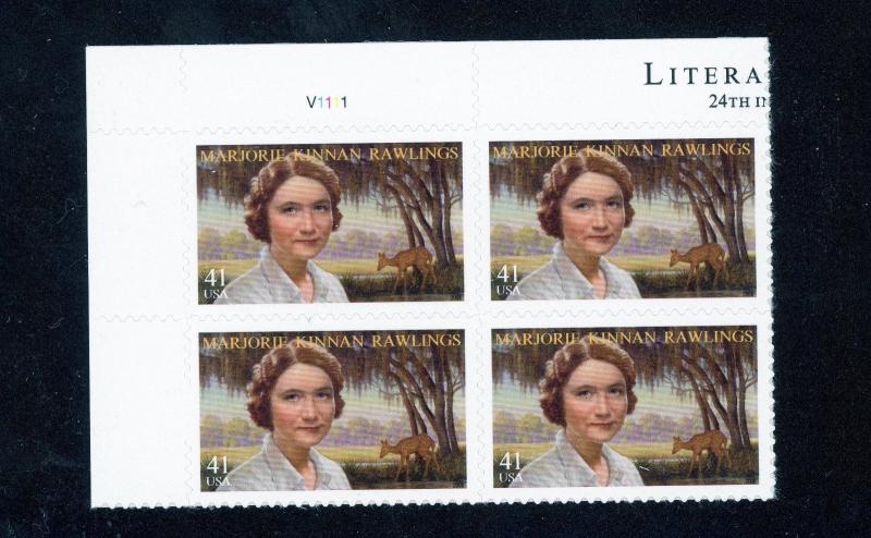 US  4223  Marjorie Kinnan Rawlings 41c - Plate Block of 4 - MNH - V1111  UL 