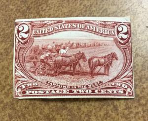 #286P1 or P2 DIE PROOF on thin white paper trimmed to size 1898 2c Trans-Miss