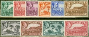 Montserrat 1938 Perf 13 set of 10 SG101-110 V.F Lightly Mtd Mint